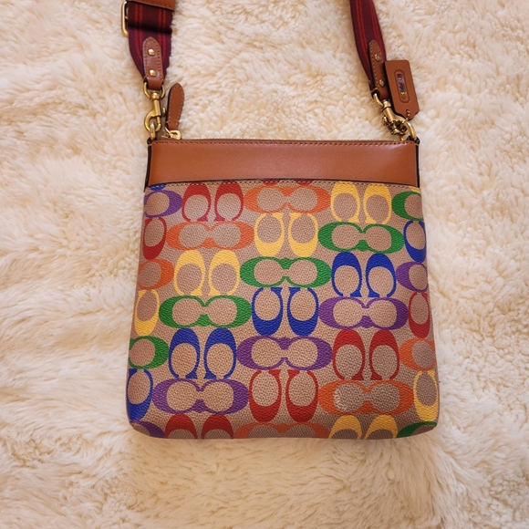 Coach Handbags - Coach Kitt Messenger Crossbody in Rainbow Signature Canvas Pride CA232 NWOT